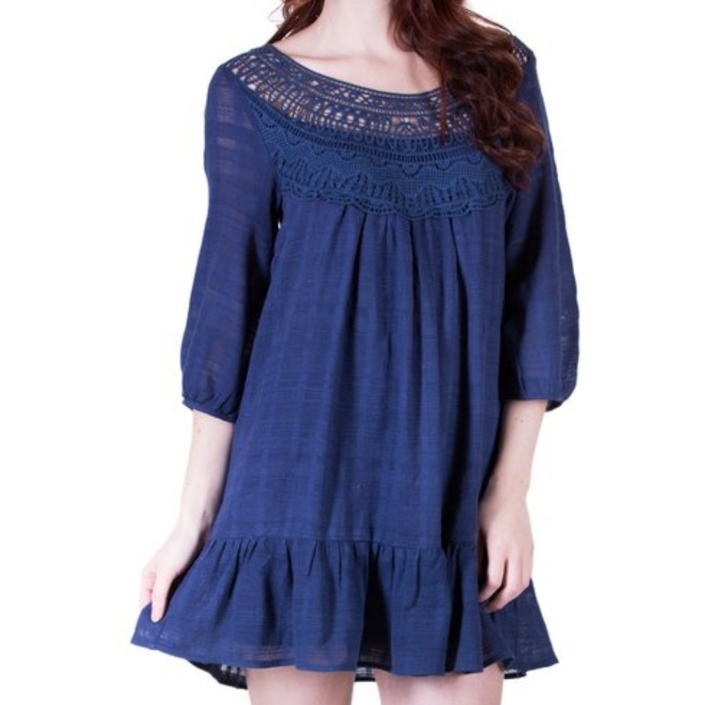 Crochet Lace Dress (Blue)